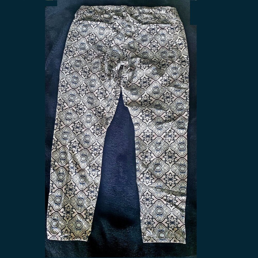 7 For All Mankind Skinny Stretch Patterned Jeans Stained Glass Geometric 31